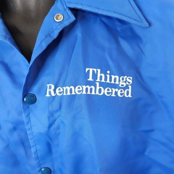 Vintage Things Remembered Windbreaker Jacket Mens Size Large Blue 80s Gift Shop - Picture 2 of 8